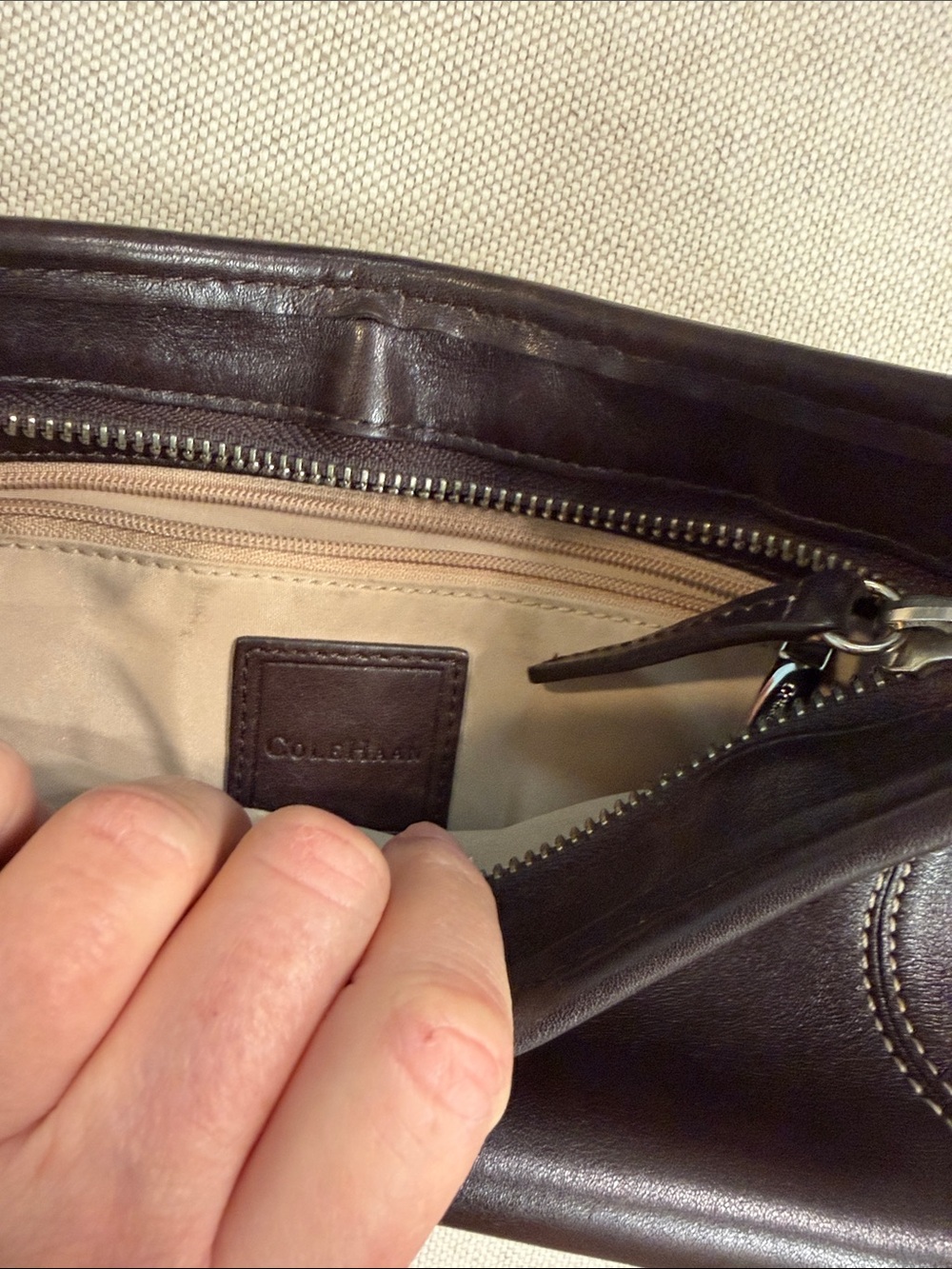 Cole Haan Dark Brown Leather Shoulder Bag - Picture 4 of 9